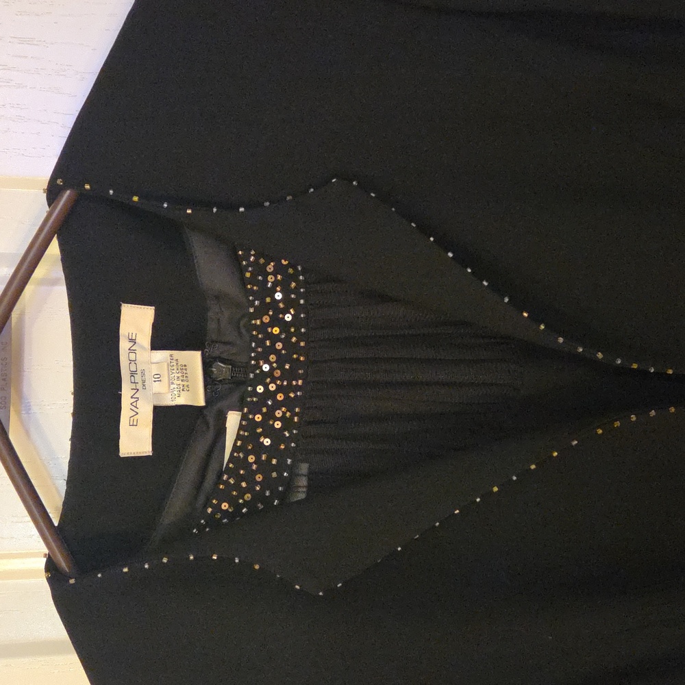 Evan Picone Black Dress with Gold Accents Size 10
